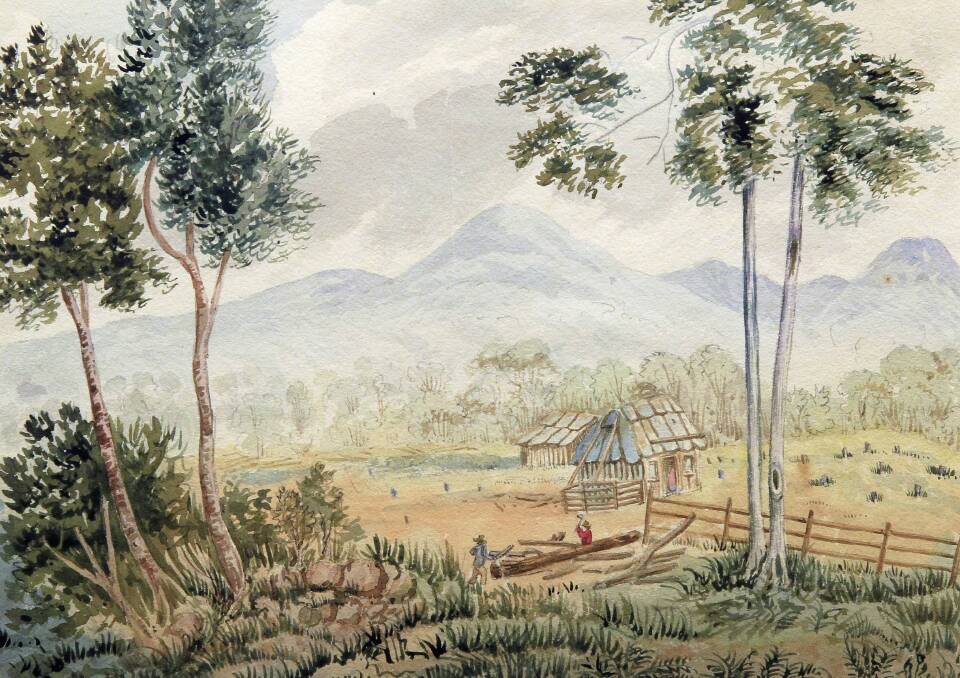 A settler’s hut in Illawarra, painted by artist Robert Hoddle in 1831.