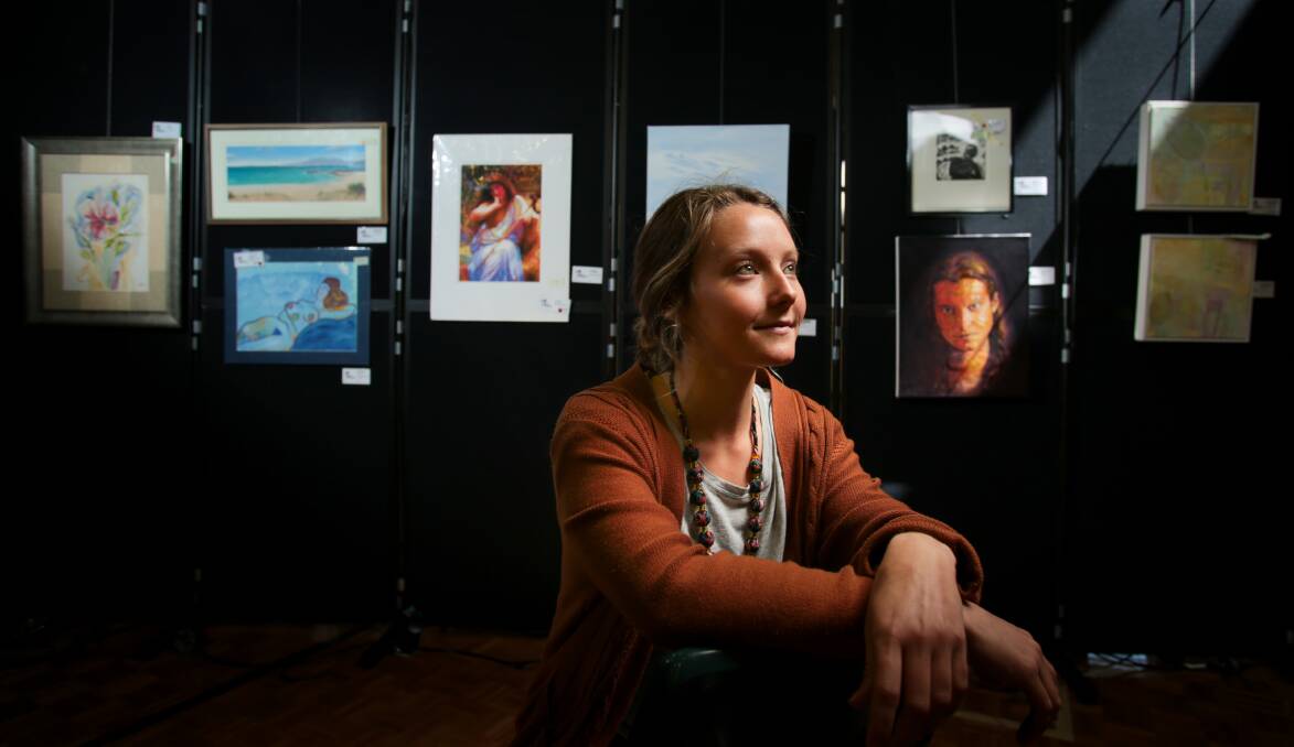 Curator of the Art4Refugees art exhibition Alexa Peggie at The Illawarra Grammar School. Picture: ADAM McLEAN