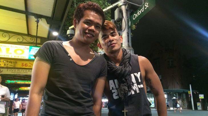 Rocky Tabanas (pictured with his friend Iggy Nor, left) says hookup apps such as Grindr are contributing to the decline of traditional gay spaces. Photo: Michael Koziol