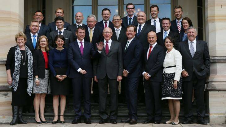 The NSW Cabinet after being sworn in at Government house on Thursday.
 Photo: Louise Kennerley