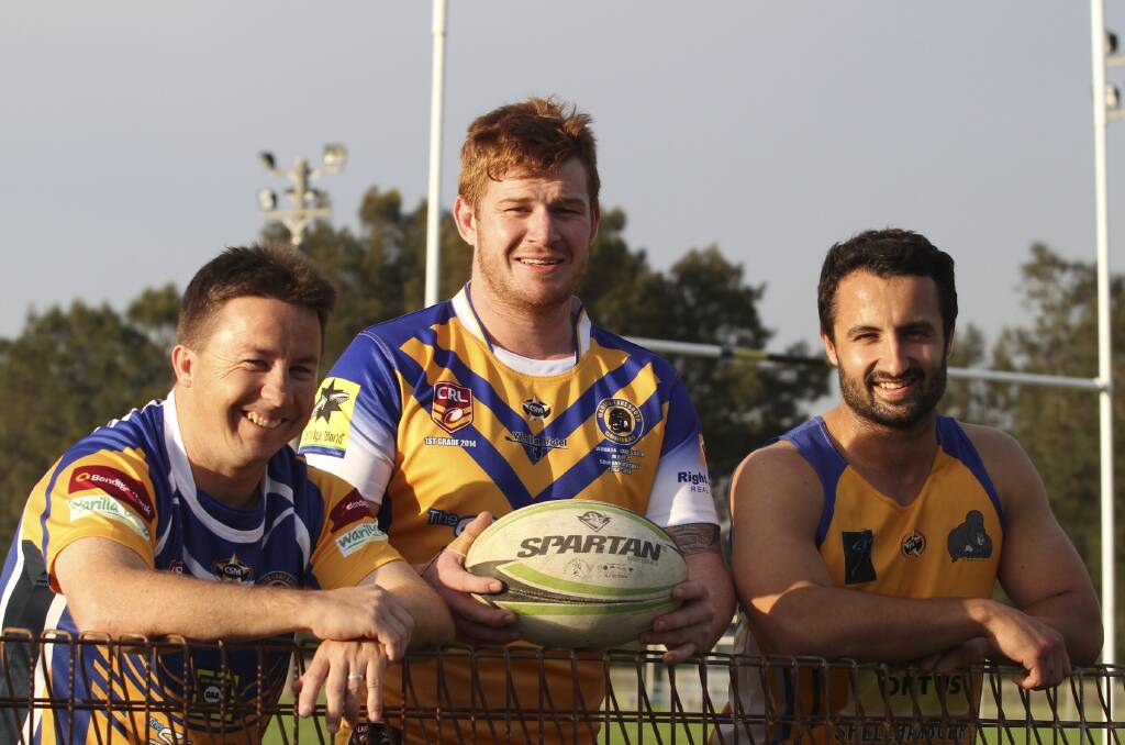 Warilla-Lake South coach Peter Hooper, captain Andrew Diomei and Nick Lazarevski. Picture: DAVID HALL