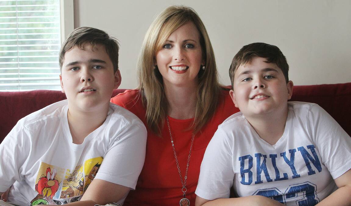 Sharing story: Jennifer Ratcliffe with her sons Cameron, 14, and Coby, 11. Picture: GREG TOTMAN