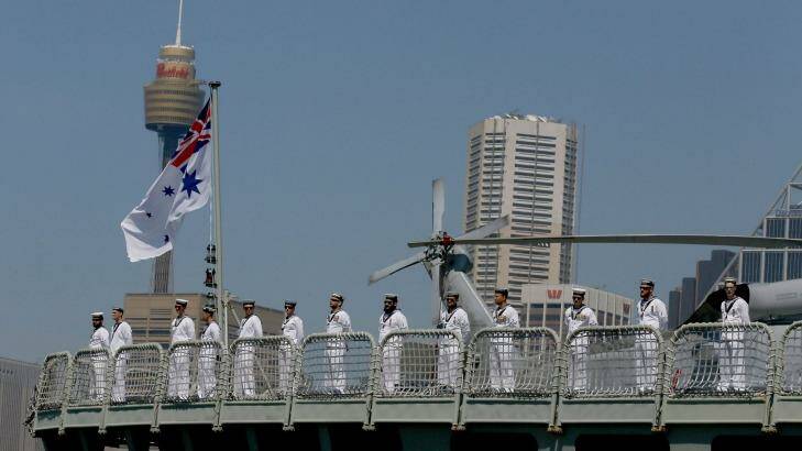 HMAS Success departs Garden Island or a six-month deployment to the Middle East. Photo: Michele Mossop