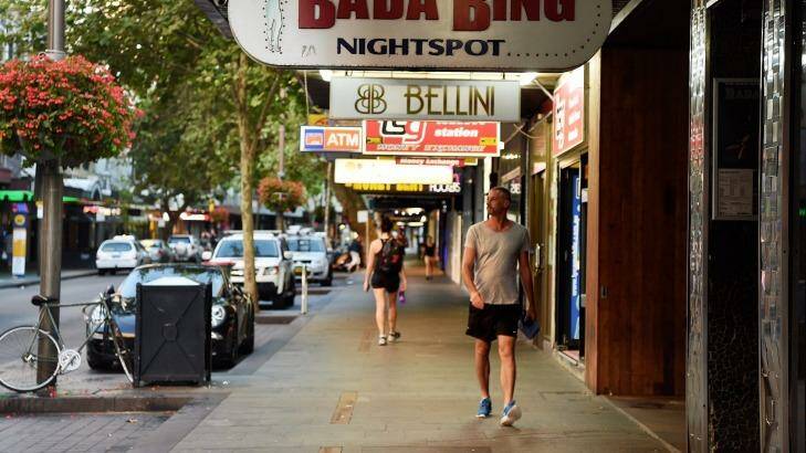 The City of Sydney report highlights figures like an 89 per cent reduction in foot traffic in Kings Cross - but for foot traffic at 4am, when the venues are shut. Photo: Kate Geraghty
