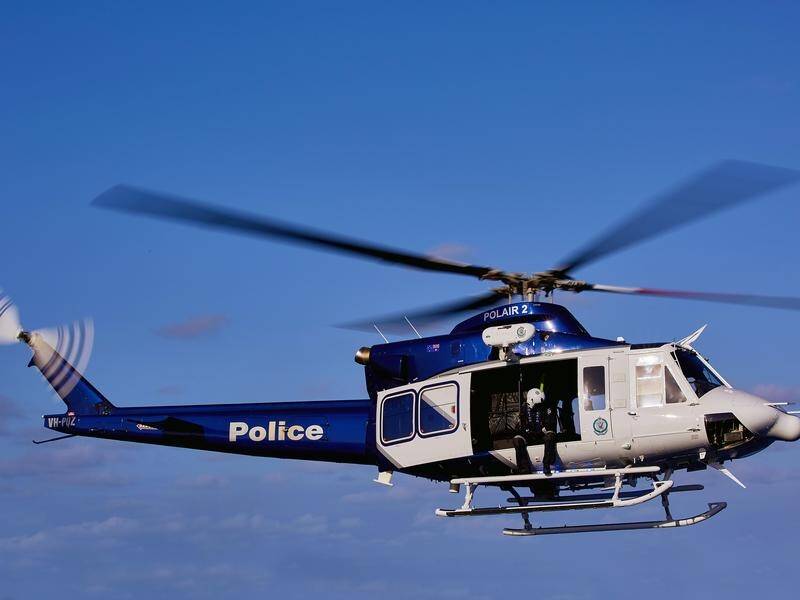 Helicopter crews joined the search for a swimmer who failed to resurface at Penrith Beach in Sydney. (HANDOUT/NSW POLICE)