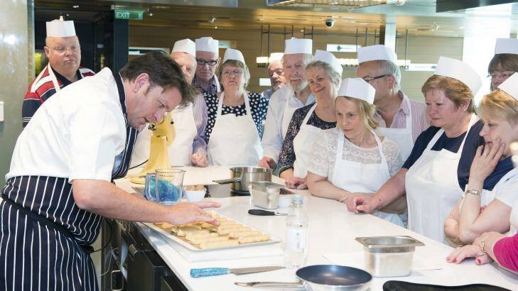 UK celebrity chef James Martin takes a Viking Star cooking session. Photo: Steve Dunlop