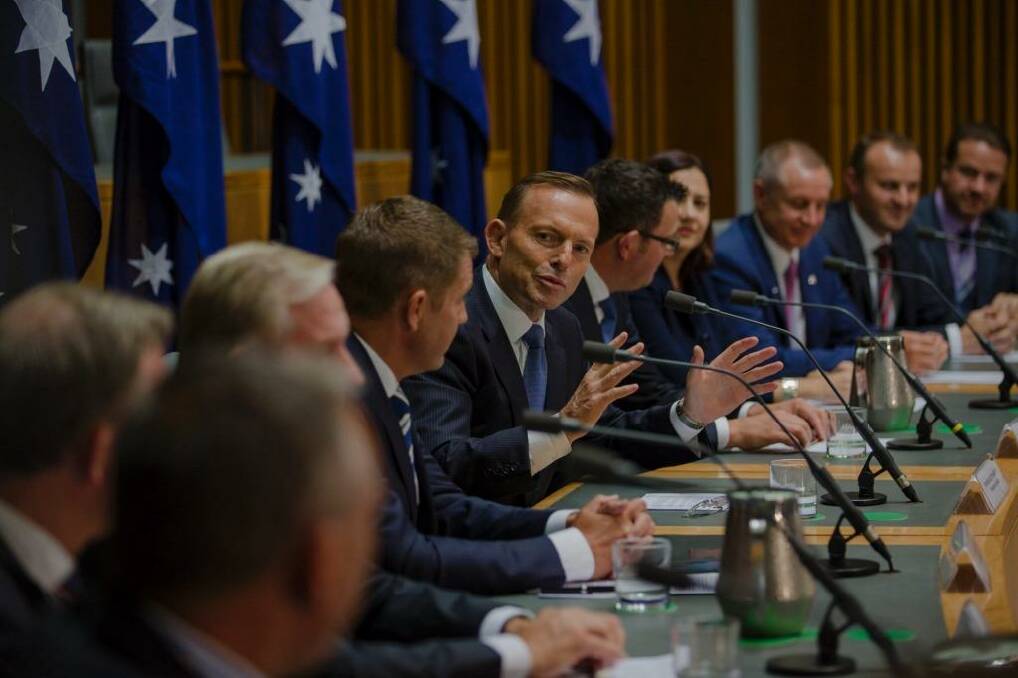 Prime Minister Tony Abbott addresses COAG on Friday. Photo: Jamila Toderas