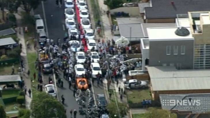 A fleet of stretch limousines, luxury cars including a Ferrari and and several Lamborghinis. Photo: Channel 9 News