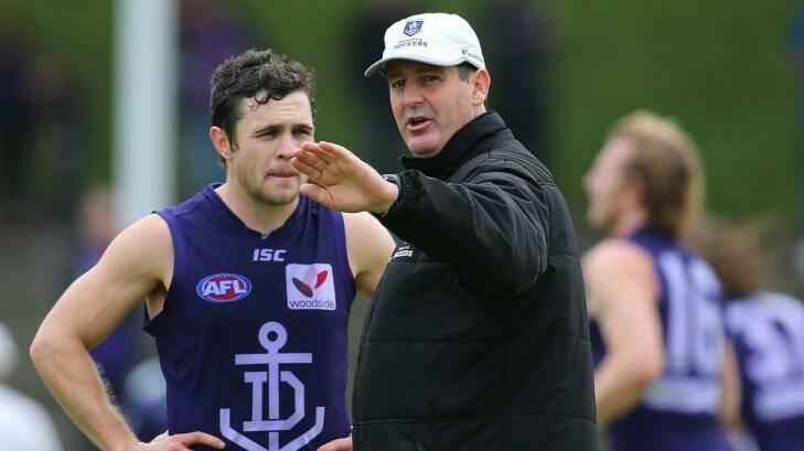 Fremantle coach Ross Lyon says he can live with Hayden Ballantyne's occasional suspensions. Photo: Paul Kane