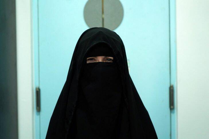Indonesia correspondent Jewel Topsfield tries on a niqab in September, 2017, as part of the "Niqab Challenge" - an attempt by Indonesian Niqabis to de-stigmatise the wearing of the full face veil.?? 