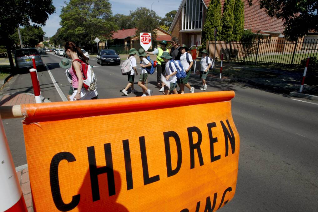 Supervision: Wollongong City Council is raising awareness of children walking to school.