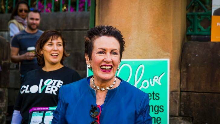 Clover Moore at Crown Street Public School on election day. Photo: Anna Kucera
