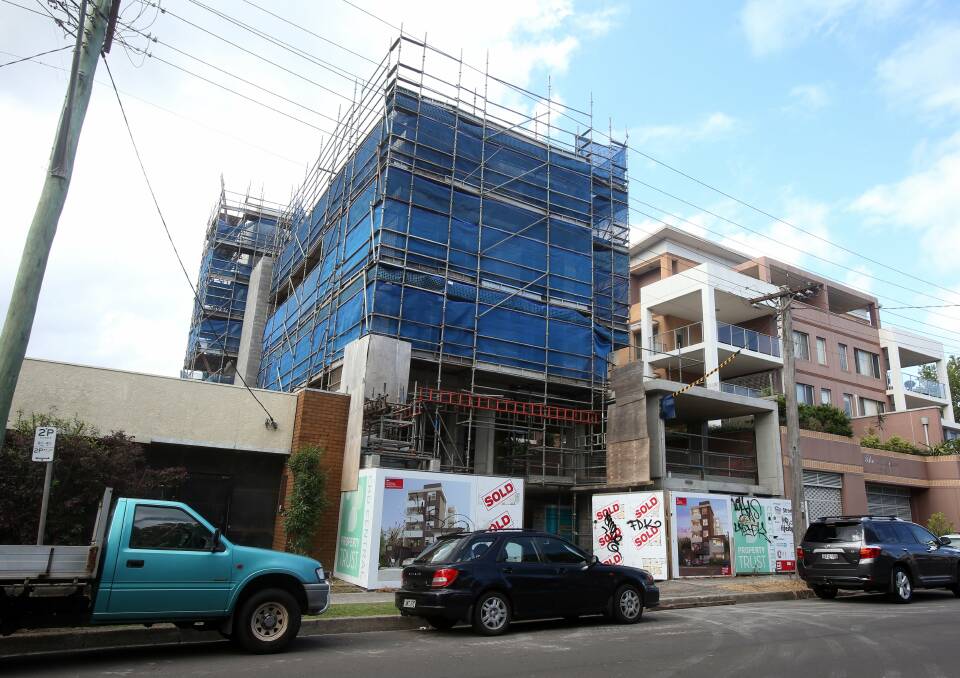 An unfinished Wollongong block owned by property developer Michael Strom.