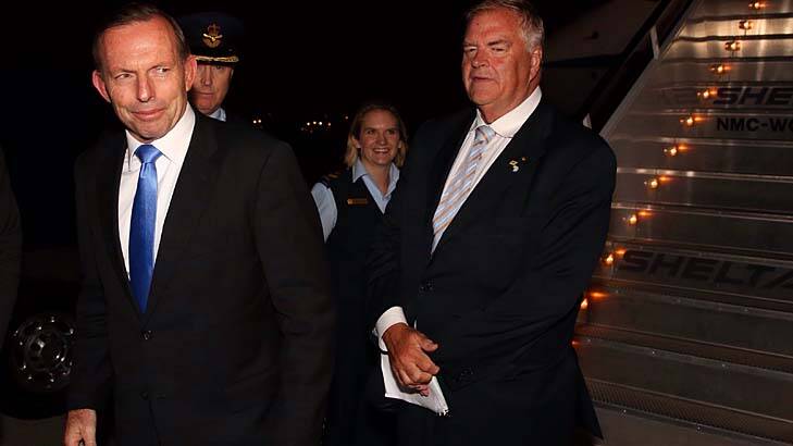 On hand: Prime Minister Tony Abbott is attended in New York by ambassador Kim Beazley. Photo: Andrew Meares