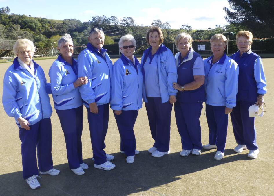 Thirroul winners of Regional three Pennant: From left to right ,Celia Dodd, Jan Dryden, Sharron White, Dianne Hamilton, Mary Rodgers, Claudette Herbert, Sue Bywater and Cally Addison.