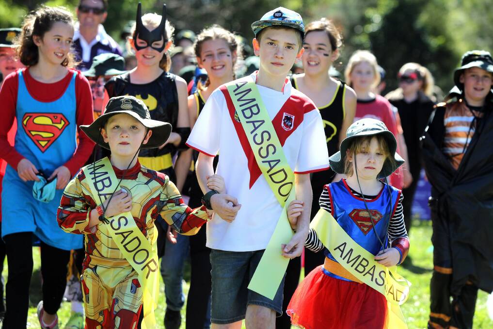 Jamison, Tyler and Delilah Connor take part in a mini Relay For Life event, representing their mum Tracey who is undergoing chemotherapy for cervical cancer. Picture: SYLVIA LIBER