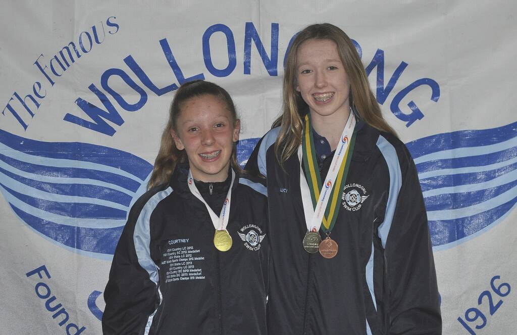 Medal winners: Wollongong Swim Club's Courtney Lendvay (left) and Lucy Cliff with their medals from the NSW State Age Championships.