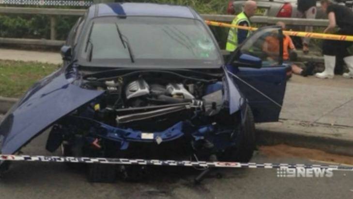 The damaged ute came to rest in the north-bound lanes of the Princes Highway. Photo: Nine News