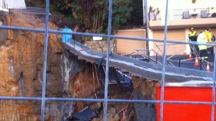 The collapse happened within four metres of a unit block. Photo: Fire & Rescue NSW