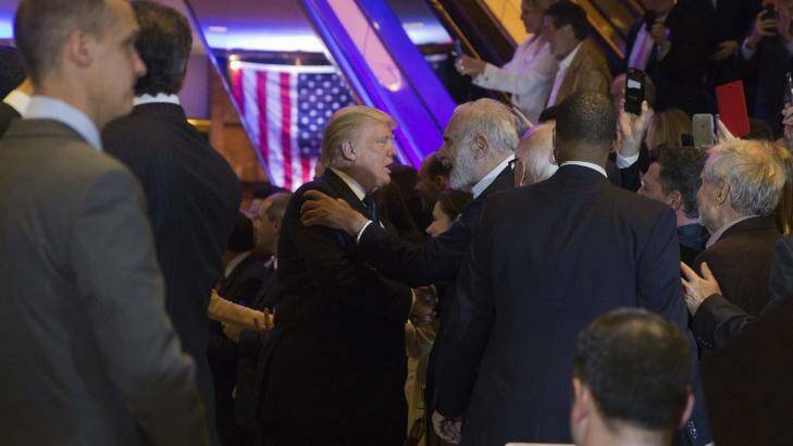 Donald Trump and Carl Icahn at an election event in April. Photo: Victor J. Blue