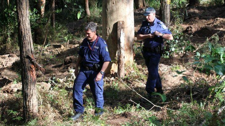 Police search an area of the Royal National Park for the body of Matthew Leveson. Photo: Louise Kennerley