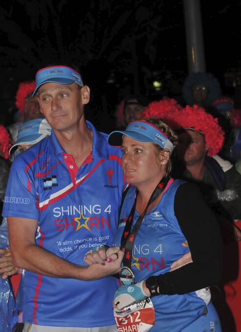 Sharn McNeill with her husband at the event finish.