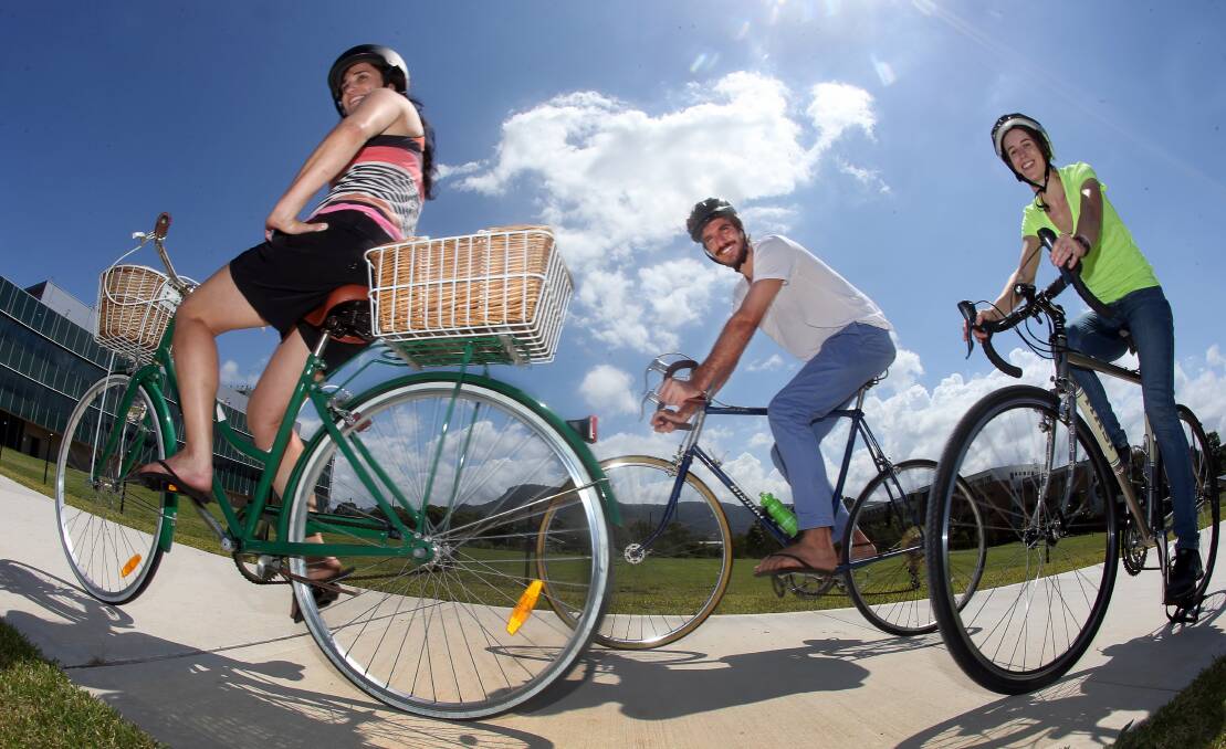 In for the ride: Get Back On Ya Bike campaign members Renae Riviere, Dan Daly and Stephanie Toole are calling for the community to donate pre-loved, unused bikes for students to use. Picture: ROBERT PEET