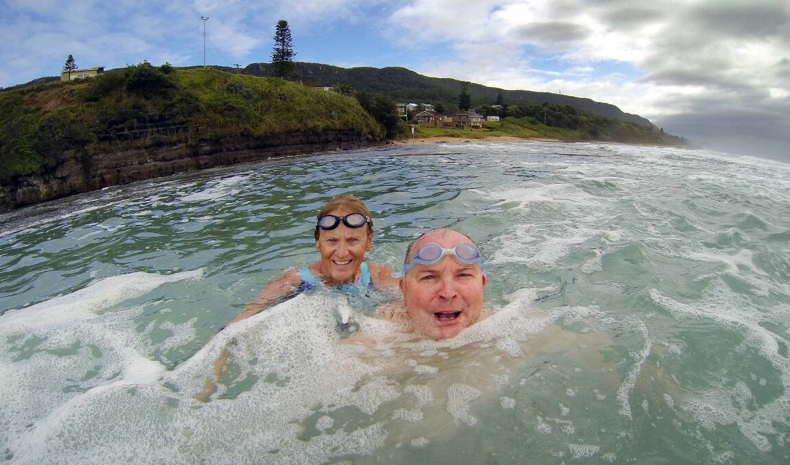 Swim mission: Marie and Phil Hewitt from Newcastle are swimming ocean pools from Eden to Yamba raising funds for diabetes research.