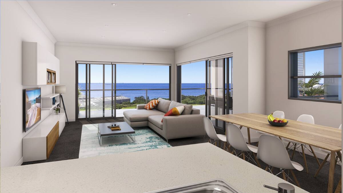 Top spot: An artist's impression of a typical living area in one of the new Portside apartments.