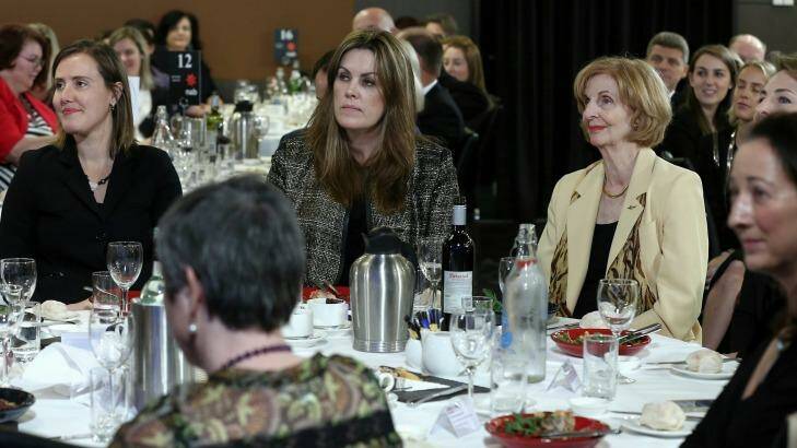 The Prime Minister's chief of staff Peta Credlin (centre), at the Foreign Minister's address. Photo: Alex Ellinghausen