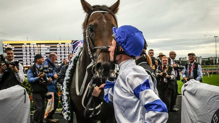 Champion pair: Glen Boss and Kermadec, 
the winner of the Doncaster Mile. Photo: Brendan Esposito