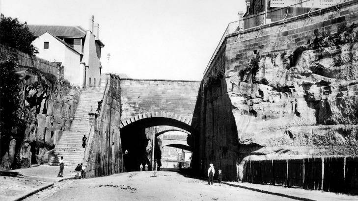 Until the Argyle Cut was completed, The Rocks area of Sydney was split by a sandstone ridge.