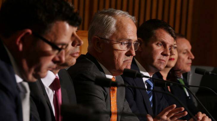 Prime Minister Malcolm Turnbull hosts state premiers and chief ministers for COAG at Parliament House. Photo: Andrew Meares