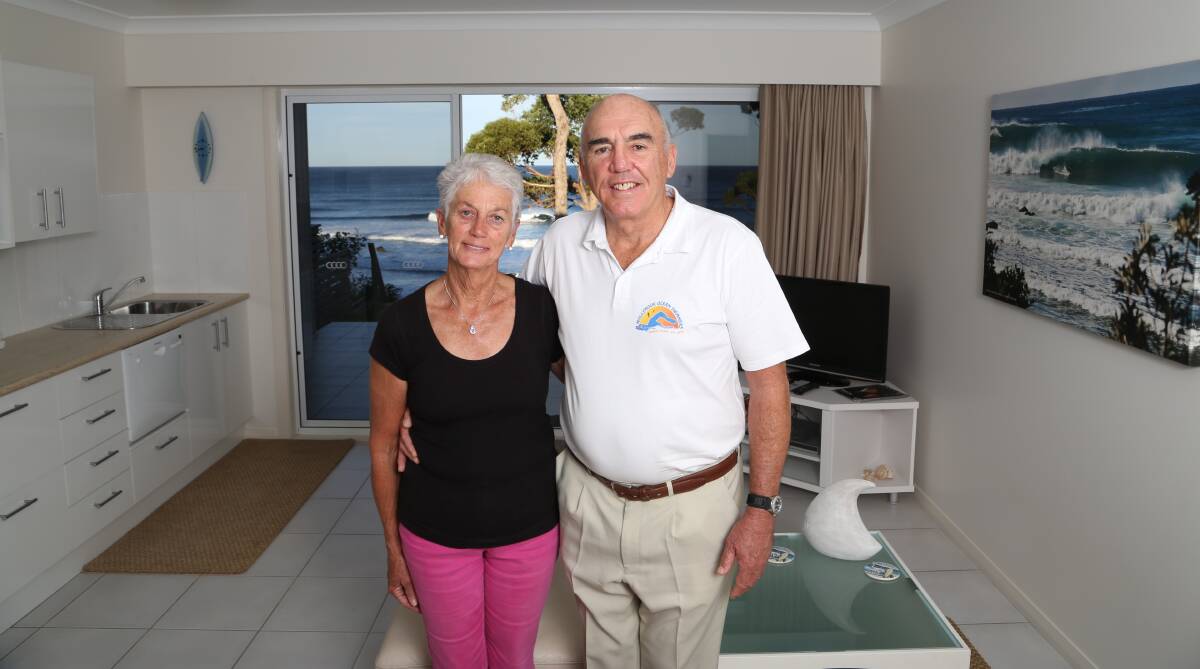 Recognised: June and Ken Banks at their multi-award winning waterfront apartments. Picture: GREG ELLIS