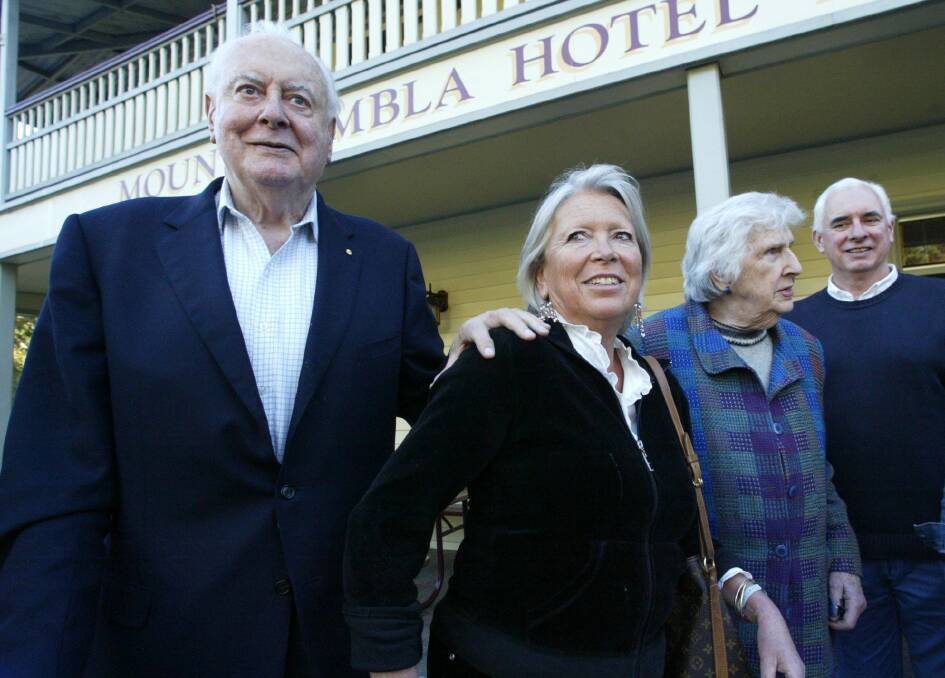 Gough, Judy, Margaret and Nick Whitlam at Mount Kembla Hotel.