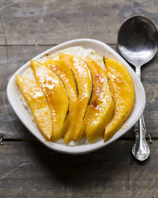 Frank Camorra's mango rice pudding brulee <a href="http://www.goodfood.com.au/good-food/cook/recipe/mango-rice-pudding-brulee-20140107-30ezj.html"><b>(Recipe here).</b></a> Photo: Marina Oliphant