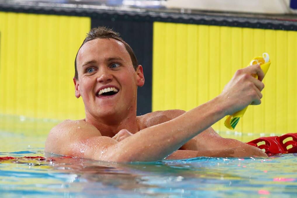 David McKeon all smiles after his 400m freestyle silver.  Picture: GETTY IMAGES
