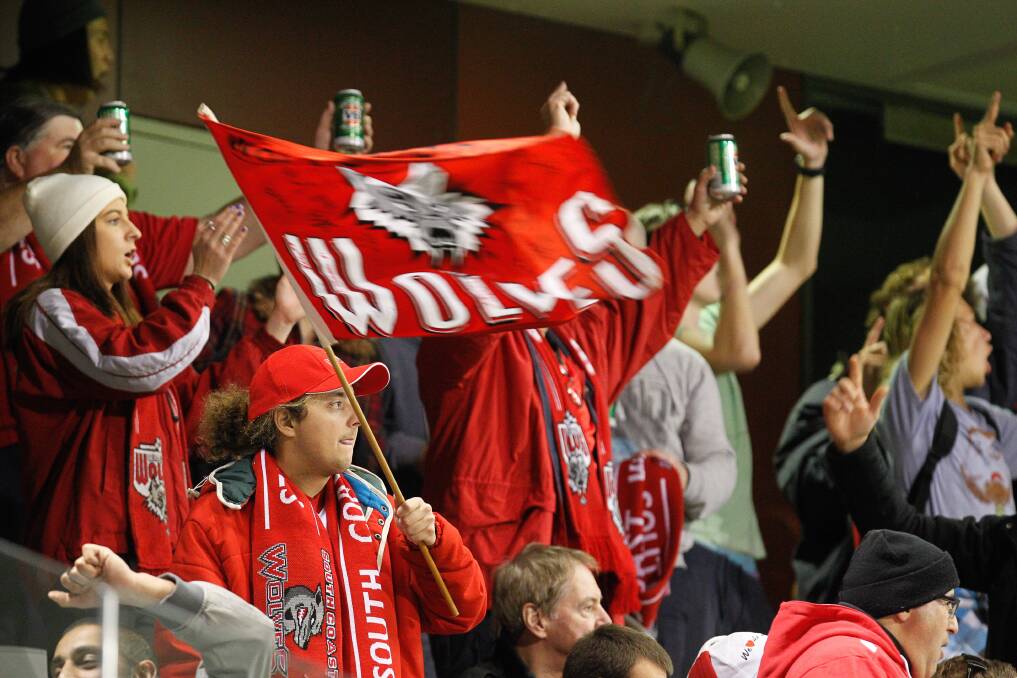 Wolves fans enjoy the FFA Cup match against Central Coast Mariners at WIN Stadium. Picture: CHRISTOPHER CHAN