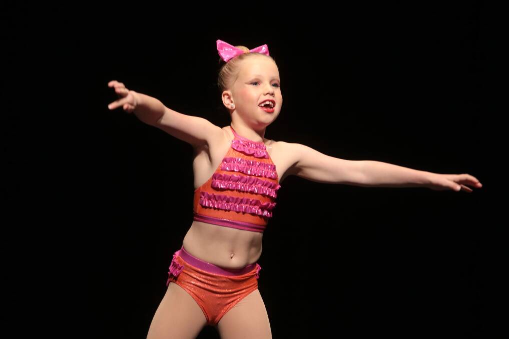 Georgia Ward, 8, from Cordeaux Heights, picked up the Samaras Memorial Trophy for her Fast Tap Solo.Picture: ADAM McLEAN
