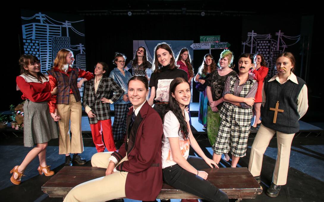 The cast prepare for Shakespeare's The Taming of the Shrew at Wollongong High School of the Performing Arts. Picture: ADAM McLEAN