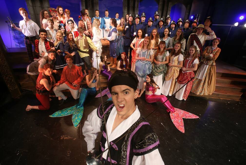 Brayden Kennedy as the Pirate King with the cast of The Pirates of Penzance. Picture: ROBERT PEET