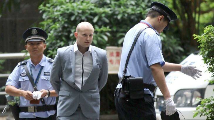 Australian Peter Gardner arriving at Guangzhou People's Intermediate Court in May 2015. Photo: Sanghee Liu