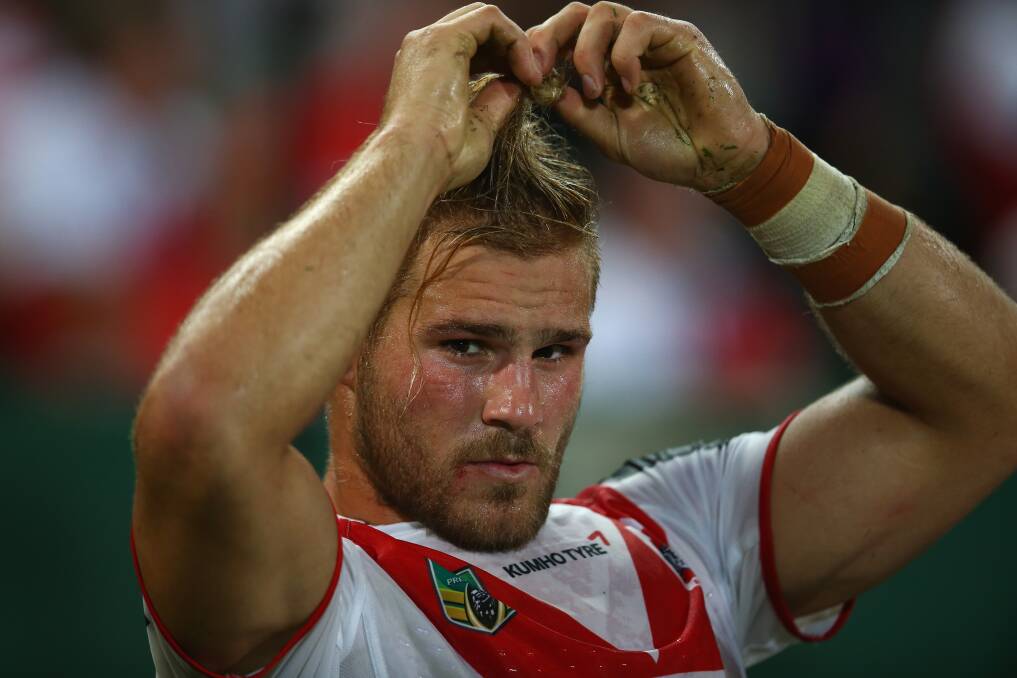 Dragons hard man Jack de Belin supports a reduction of interchanges in the game. Picture: GETTY IMAGES