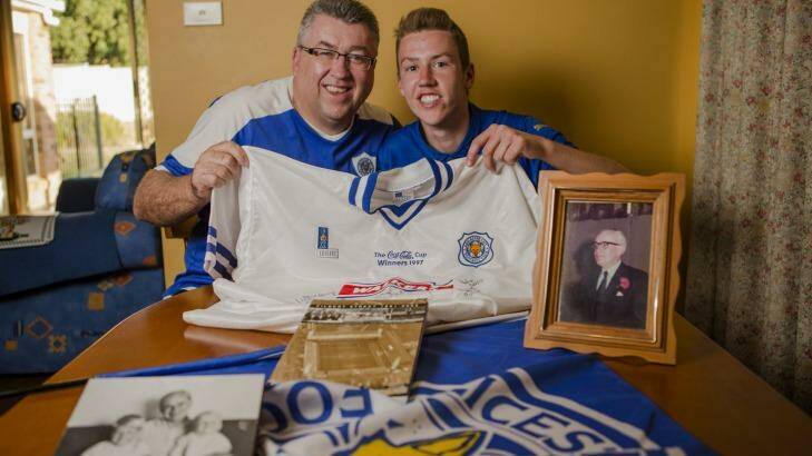 David Packwood, with his son Ben, is a die-hard Leicester supporter. Photo: Jamila Toderas