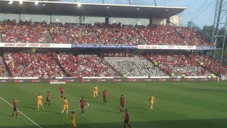 The Wanderers' "active supporters" bay was empty during Sunday's match as supporters protested against the FFA's treatment of fans. Photo: Dominic Bossi