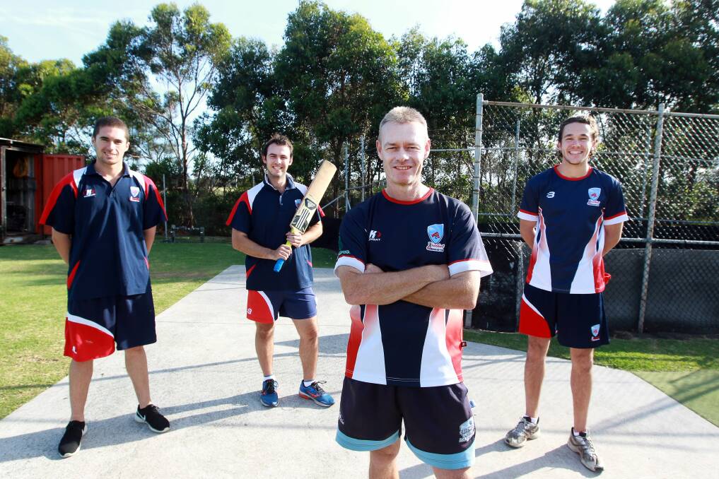 Illawarra coach Steve Davies with (back, left to right) Taun Stanham, Mitch Calder and Rhys Voysey ahead of the NSW Country Championships at Griffith which begin on Friday. Picture: SYLVIA LIBER.