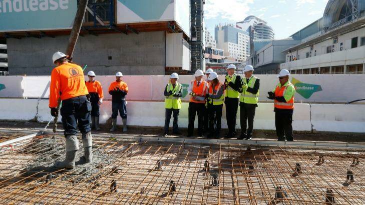 Foundations are laid for the Sofitel Hotel project in Darling Harbour.  Photo: Peter Rae
