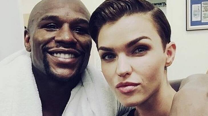 Famous friends: Floyd Mayweather poses with <em>Orange Is the New Black</em> star Ruby Rose in July. Photo: Instagram
