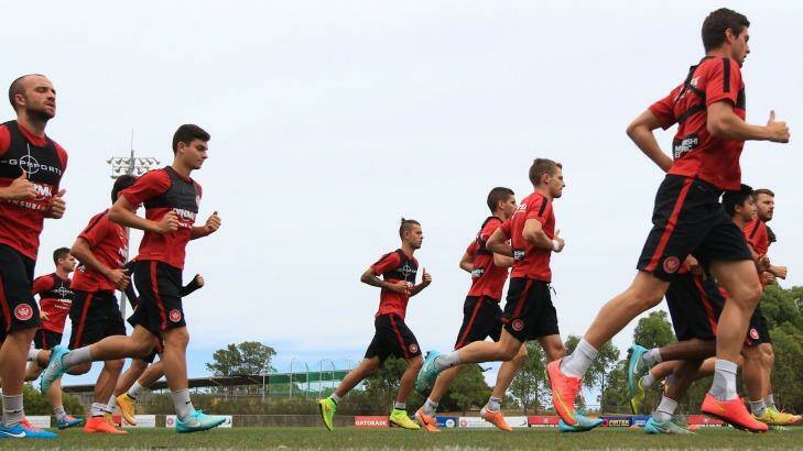 Running on empty: Wanderers go through their training paces on Tuesday.  Photo: Wolter Peeters