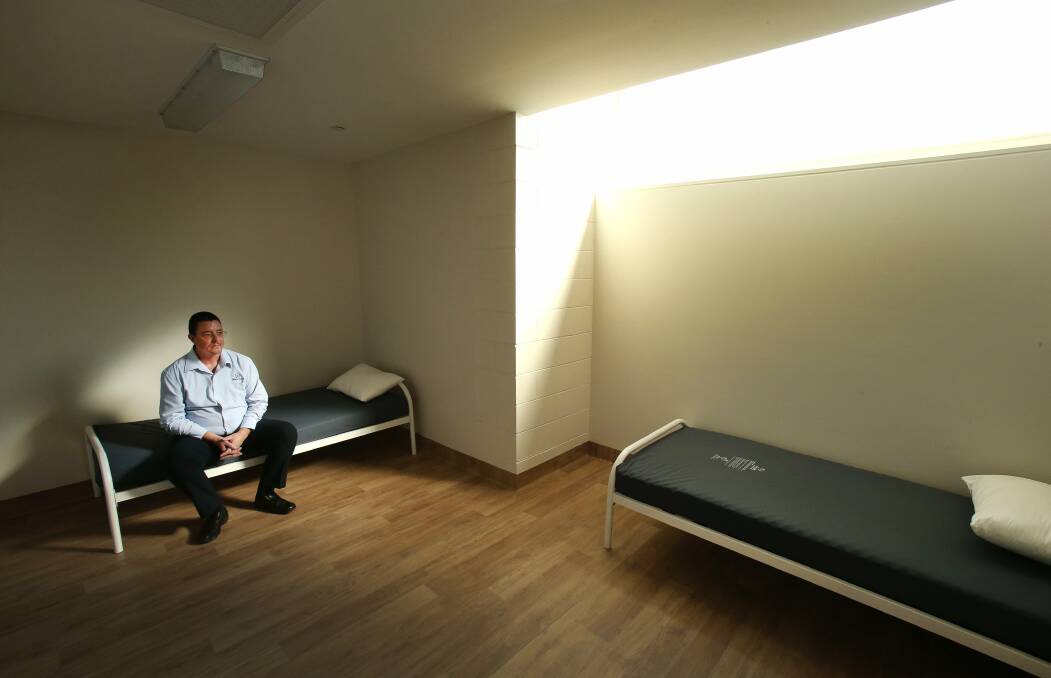 Sober light of day: Wollongong Watershed chief executive Will Temple sits inside one of the rooms. Picture: KIRK GILMOUR